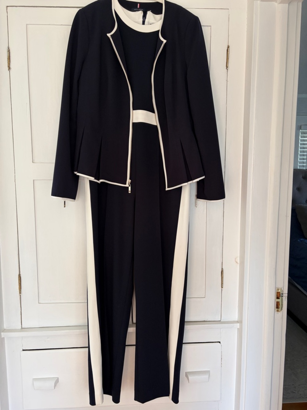 Tommy Hilfiger Navy and White Trim Two-Piece Jumpsuit